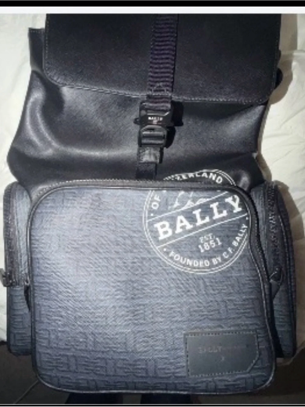 Bally Black Men's Leather Logo-Print Backpack